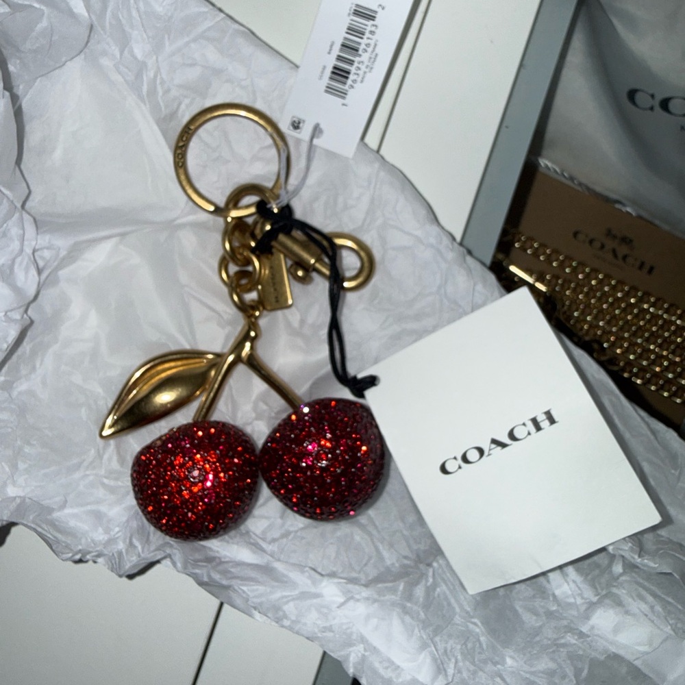 COACH Red Crystal Cherry Keychain Charm- NWT